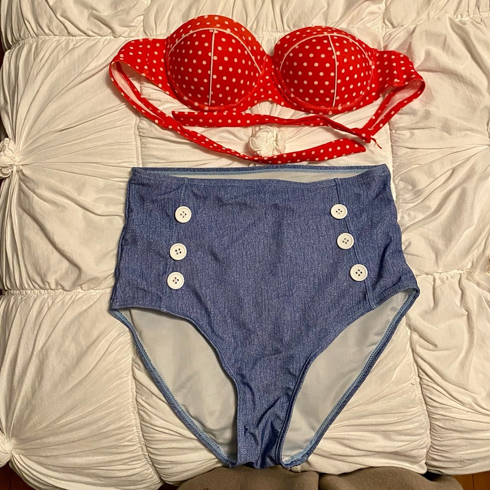 High Waisted Two Piece Swim Suit